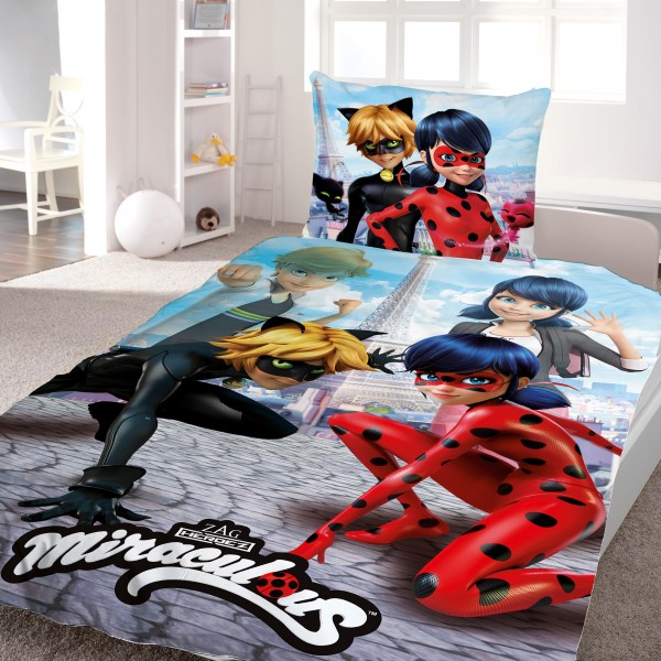 Miraculous Ladybug Paris Bettwäsche Linon / Renforcé CatNoir Bettbezug