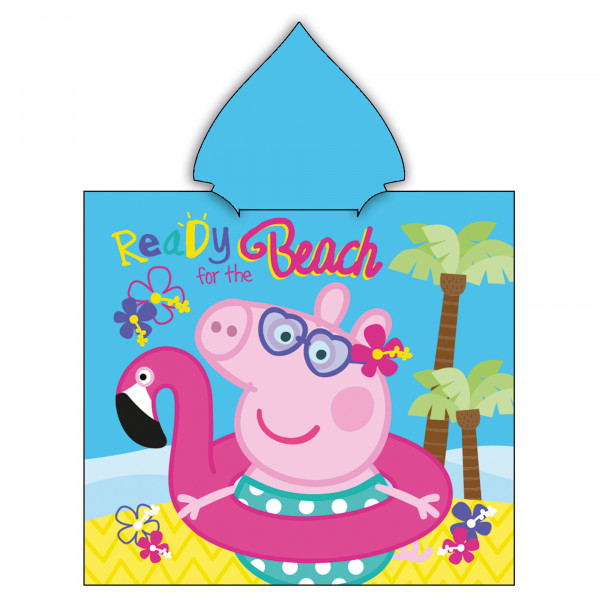 Peppa Wutz Pig Kinder Kapuzen Bade-Poncho Beach 60x120 cm Bademantel Poncho