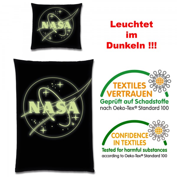 NASA Stars & Stripes Glow in The Dark Bettwäsche Linon / Renforcé