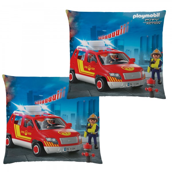 Playmobil City Action Feuerwehr Kissen 40 x 40 cm Kuschelkissen