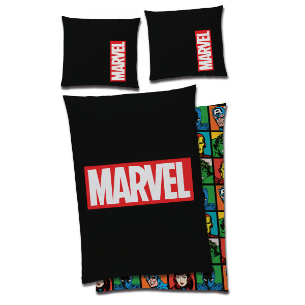 Marvel Logo Bettwäsche schwarz Linon / Renforcé