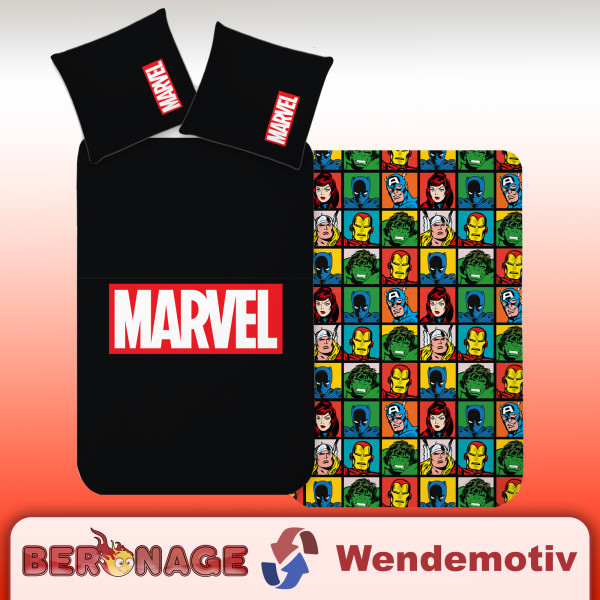 Marvel Logo Bettwäsche schwarz Linon / Renforcé