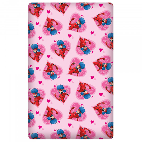 Miraculous Ladybug Spannbettlaken Herz Pink Rosa 90/100 x 190/200 cm