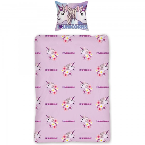 Emoji Einhorn Bettwäsche Linon / Renforcé