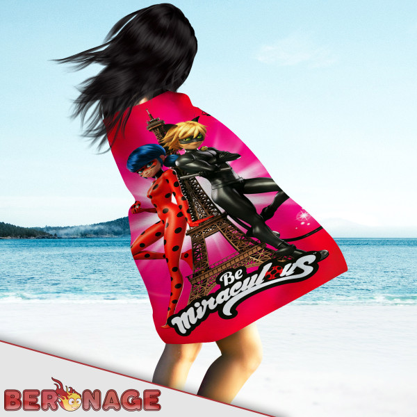 Miraculous Ladybug Badetuch Paris Eiffelturm 60x120 cm