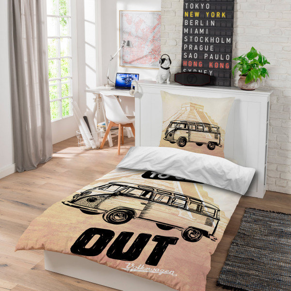 VW Volkswagen Bulli Time Out Bettwäsche Linon / Renforcé 069 Bettbezug