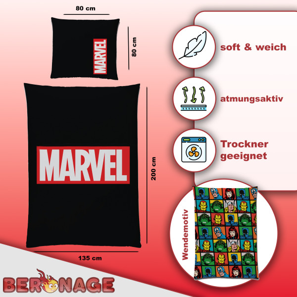 Marvel Logo Bettwäsche schwarz Linon / Renforcé