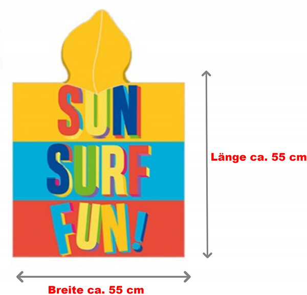 Paw Patrol Kinder Kapuzen Bade-Poncho Sun Surf Fun 55x110 cm Bademantel Poncho