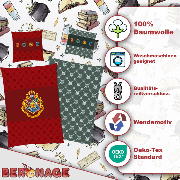 Harry Potter Bettwäsche Zauberschule Rot Linon / Renforcé