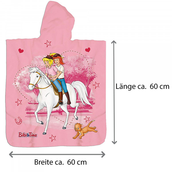 Bibi und Tina Kinder Kapuzen Poncho 60x120 cm