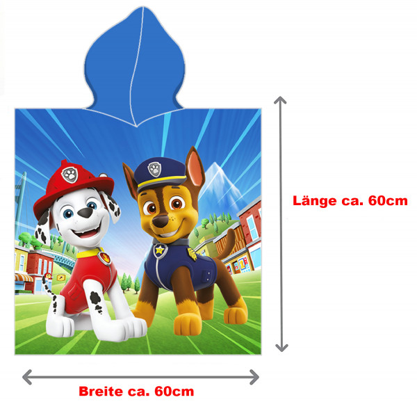 Paw Patrol Kinder Kapuzen Bade-Poncho Boy's Blau 60x120 cm Bademantel Poncho