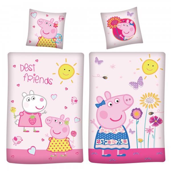 Peppa Wutz Pig Friends Bettwäsche Linon / Renforcé