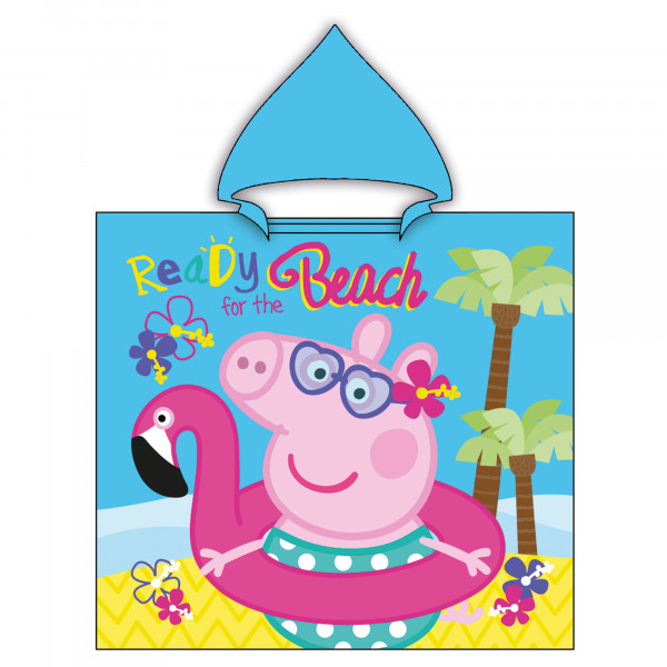 Peppa Wutz Pig Kinder Kapuzen Bade-Poncho Beach 60x120 cm Bademantel Poncho