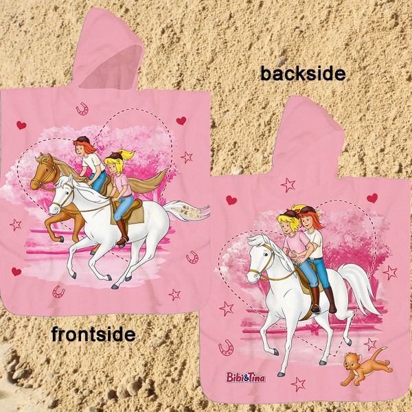 Bibi und Tina Kinder Kapuzen Poncho 60x120 cm