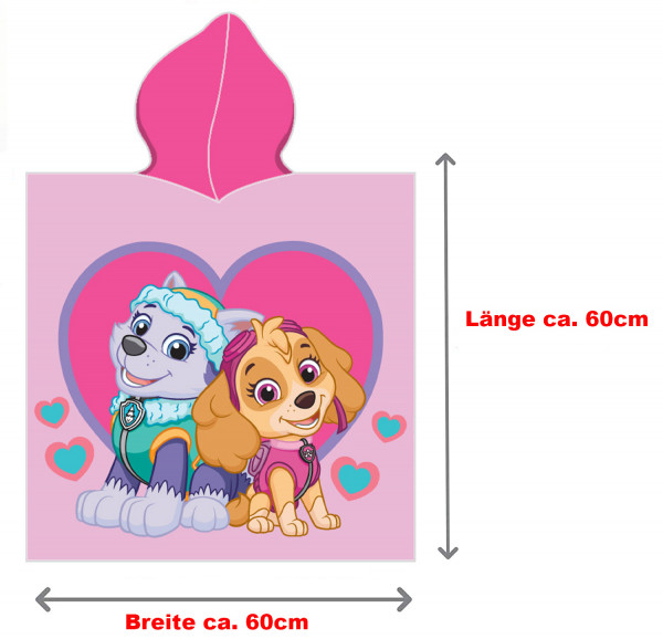 Paw Patrol Kinder Kapuzen Bade-Poncho Girl's Rosa 60x120 cm Bademantel Poncho