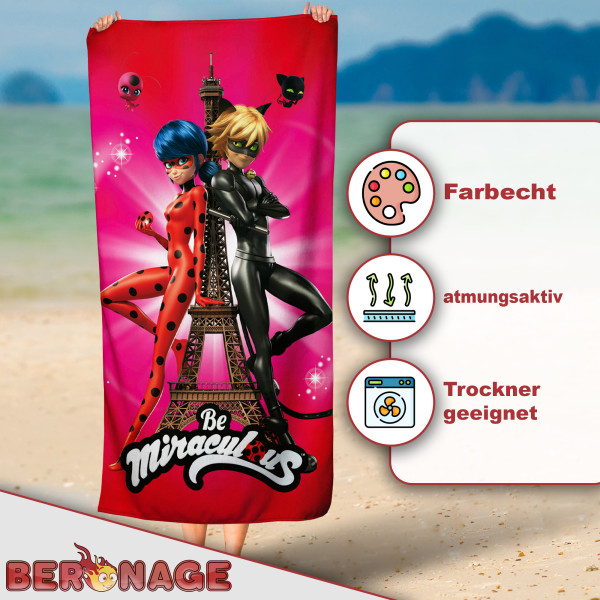 Miraculous Ladybug Badetuch Paris Eiffelturm 60x120 cm