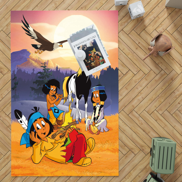 Kinderteppich Yakari Lagerfeuer 100x133 cm