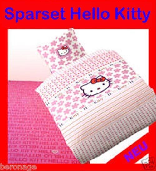 SPARSET HELLO KITTY SPANNBETTLAKEN + BETTWÄSCHE BUNDLE`