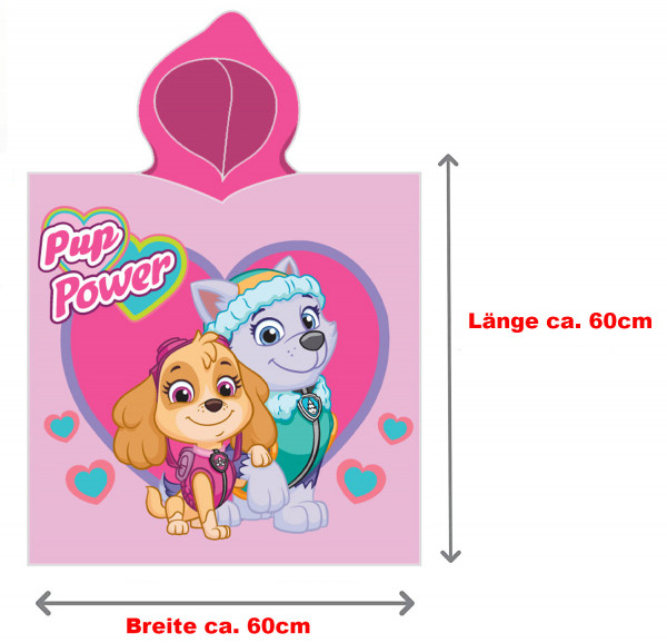 Paw Patrol Kinder Kapuzen Bade-Poncho Girl's Rosa 60x120 cm Bademantel Poncho