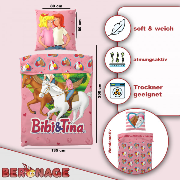 Bibi und Tina Herz Bettwäsche Linon / Renforcé