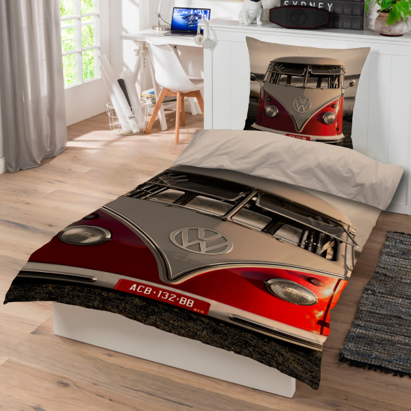 VW Volkswagen Bulli T1 Bettwäsche Linon / Renforcé 049 Bettbezug Retro