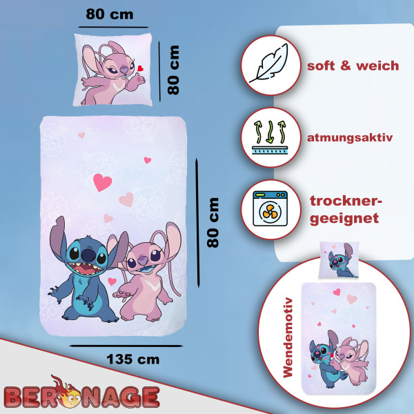 Lilo und Stitch Angel Hearts Disney Bettwäsche Linon / Renforcé