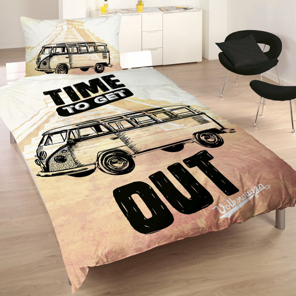 VW Volkswagen Bulli Time Out Bettwäsche Linon / Renforcé 069 Bettbezug