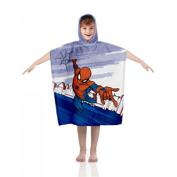 Spider Man Kinder Kapuzen Bade-Poncho Super Hero 55x110 cm Bademantel Poncho