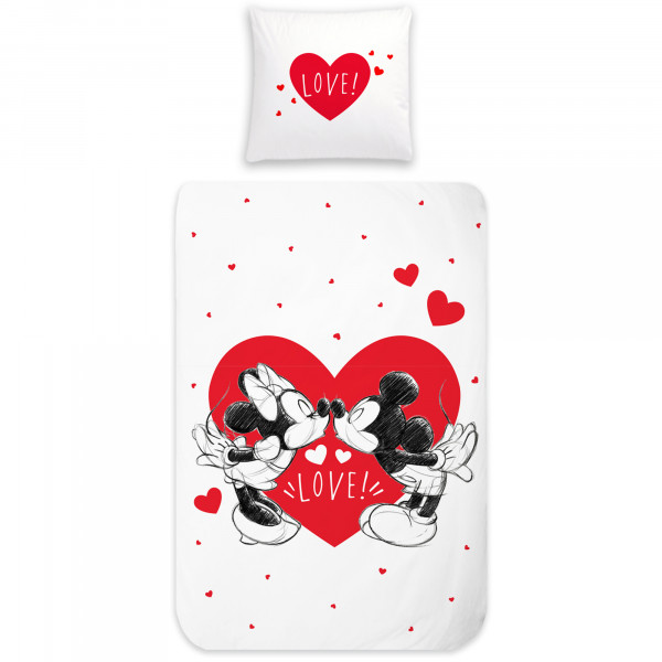 Minnie Mouse und Mickey Mouse Love Bettwäsche Linon / Renforcé