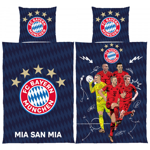 FC Bayern München Bettwäsche Player 135x200cm / 80x80cm Linon / Renforcé Fußball