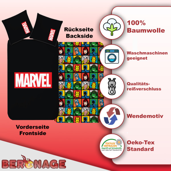 Marvel Logo Bettwäsche schwarz Linon / Renforcé