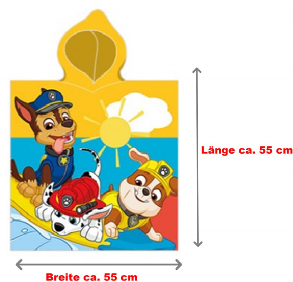 Paw Patrol Kinder Kapuzen Bade-Poncho Sun Surf Fun 55x110 cm Bademantel Poncho