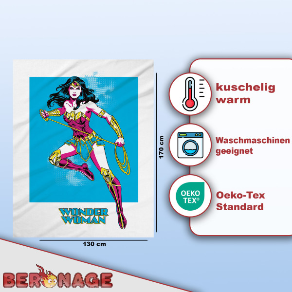 DC Wonder Woman Decke Blau 130x170 cm