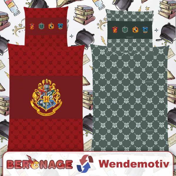 Harry Potter Bettwäsche Zauberschule Rot Linon / Renforcé