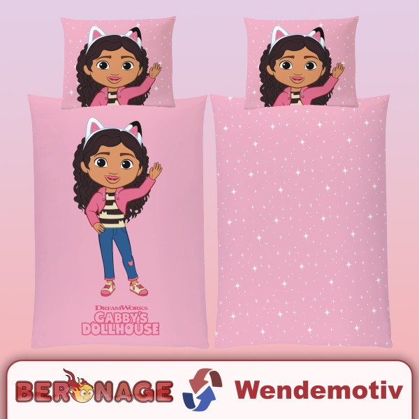 Gabby's Dollhouse Bettwäsche Rosa und Pink Superweiche Flanell-Qualität