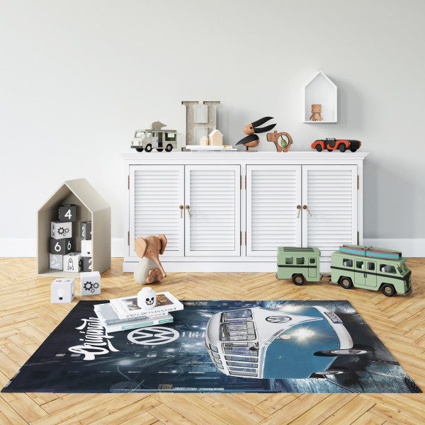 VW Volkswagen Teppich Bulli T1 Blau 100x133 cm