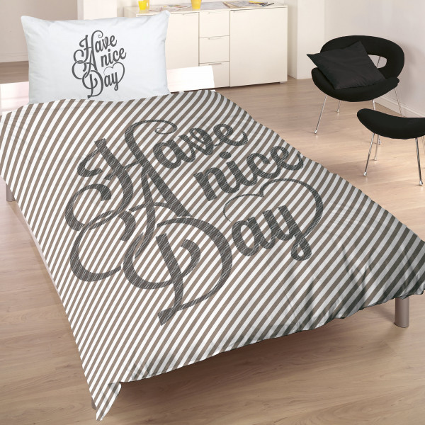 Have A Nice Day Bettwäsche Linon / Renforcé Spruche Text Bettbezug