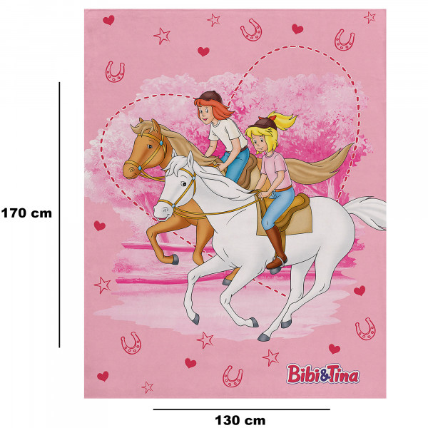 Bibi und Tina Freunde Decke 130x170 cm Kuscheldecke Wohndecke Fleecedecke