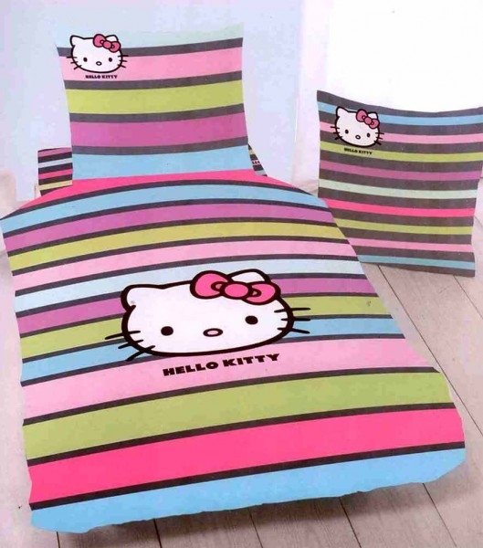 LINON KINDER BETTWÄSCHE 135/200 HELLO KITTY FANCY COLOUR NEU/OVP 100% BAUMWOLLE