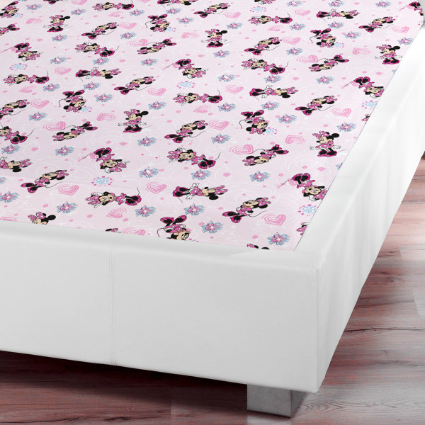 Minnie Mouse Spannbettlaken Flower Pink Rosa 90/100 x 190/200 cm