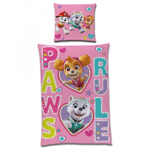 Paw Patrol Rule Rosa Bettwäsche Linon / Renforcé Bettbezug Skye Chase