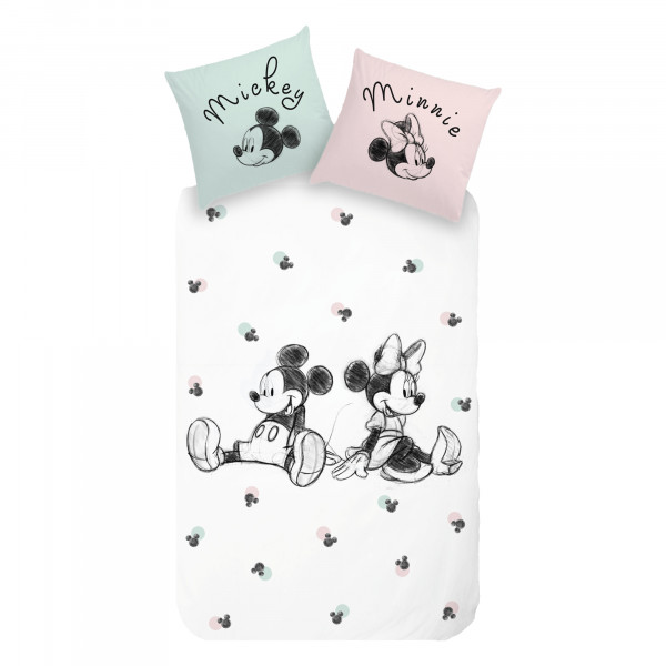 Minnie Mouse und Micky Mouse Bettwäsche Sitting Renforcé / Linon