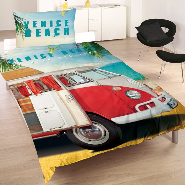VW Volkswagen Bulli Venice Beach 067 Bettwäsche Linon / Renforcé