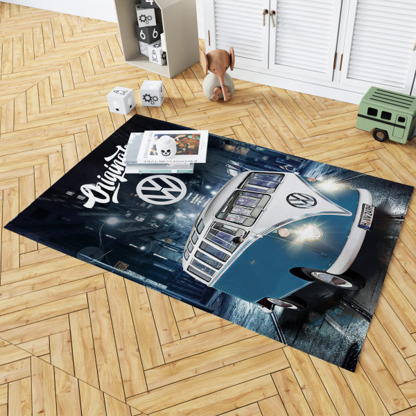 VW Volkswagen Teppich Bulli T1 Blau 100x133 cm