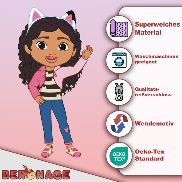 Gabby's Dollhouse Bettwäsche Rosa und Pink Superweiche Flanell-Qualität