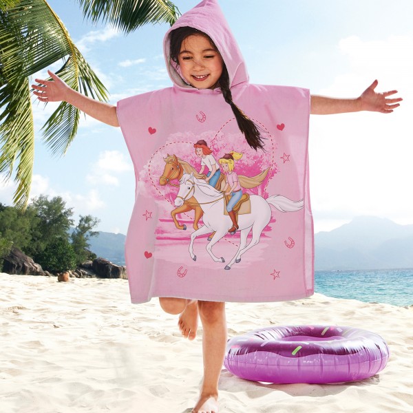 Bibi und Tina Kinder Kapuzen Poncho 60x120 cm