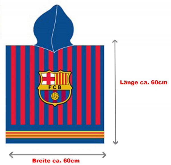 FC Barcelona Kinder Kapuzen Bade-Poncho 60x120 cm Bademantel Poncho