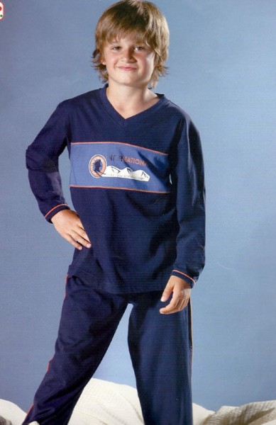 ORIGINAL PULCINO JUNGEN-SCHLAFANZUG PYJAMA - Gr. 128 - NEU/OVP - 100% BAUMWOLLE