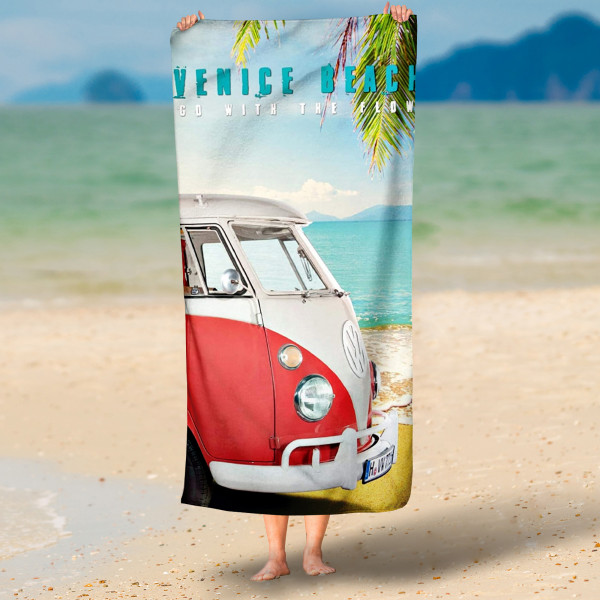 VW Volkswagen Bulli T1 Venice Beach 067 Badetuch 75x150 cm