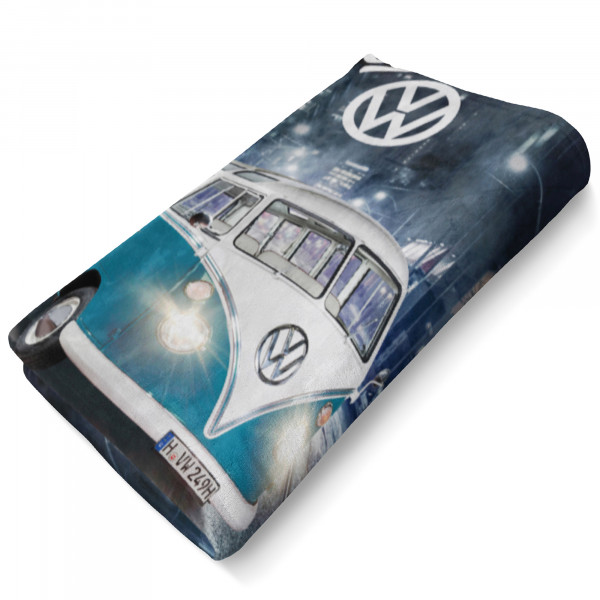 VW Volkswagen Bulli T1 Decke 087 Blau 130x170 cm Kuscheldecke